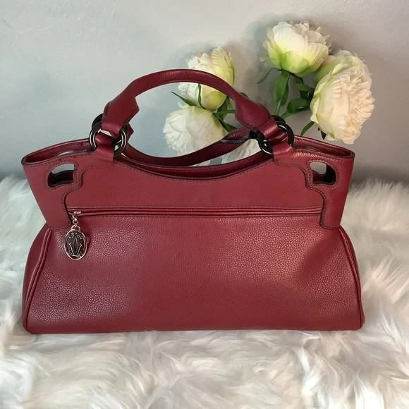 📛SOLD ON E..Y📛 🛍 CLASSIC CARTIER Burgundy Leather Marcello de Cartier Handbag - Picture 5 of 15